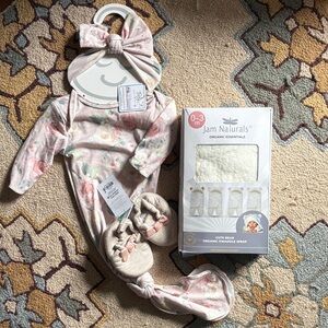 Floral Baby Gown and Hat Set